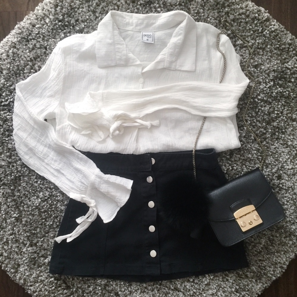 Bell Sleeves White Shirt